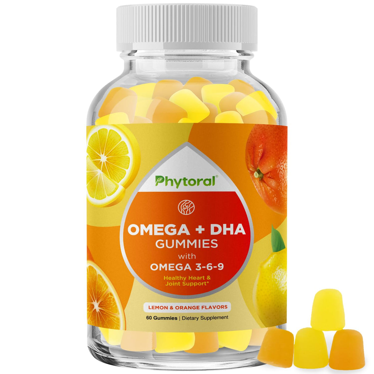 Phytoral DHA Omega 3 Gummies packshot showing vegetarian omega-3 for brain and heart support