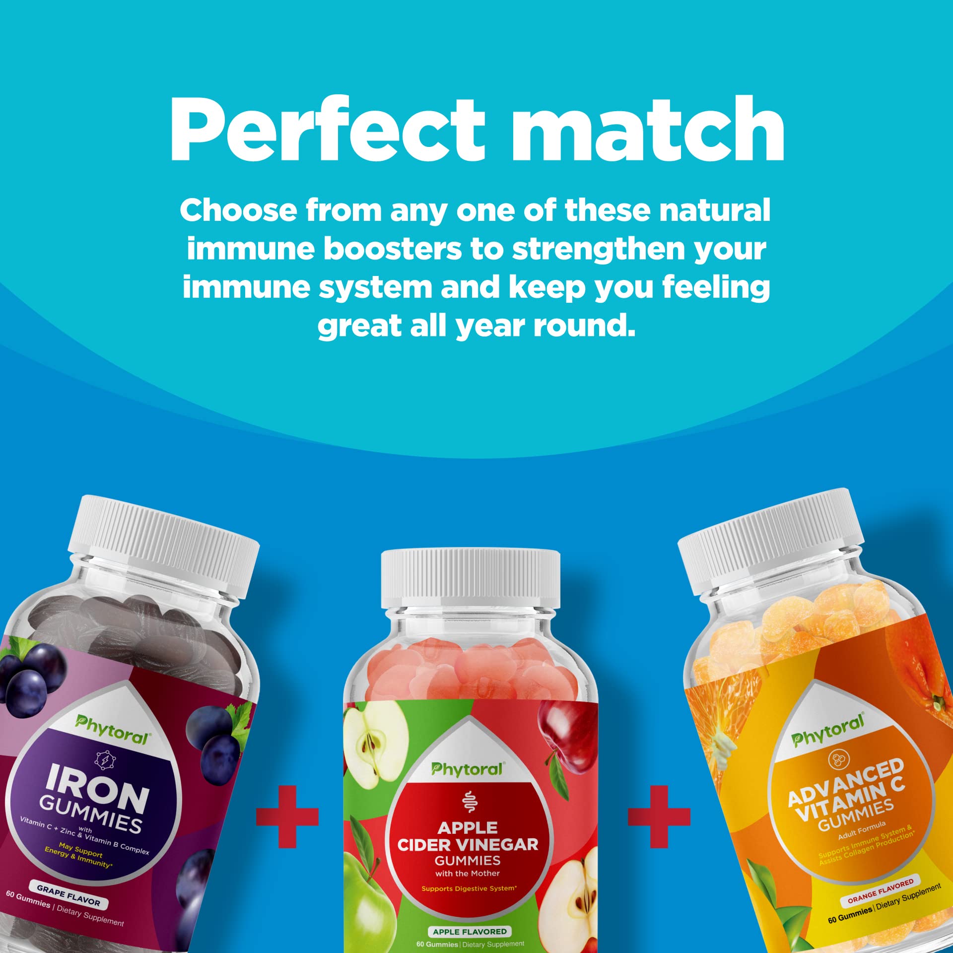 Phytoral immune support wellness gummies graphic conveying vitality