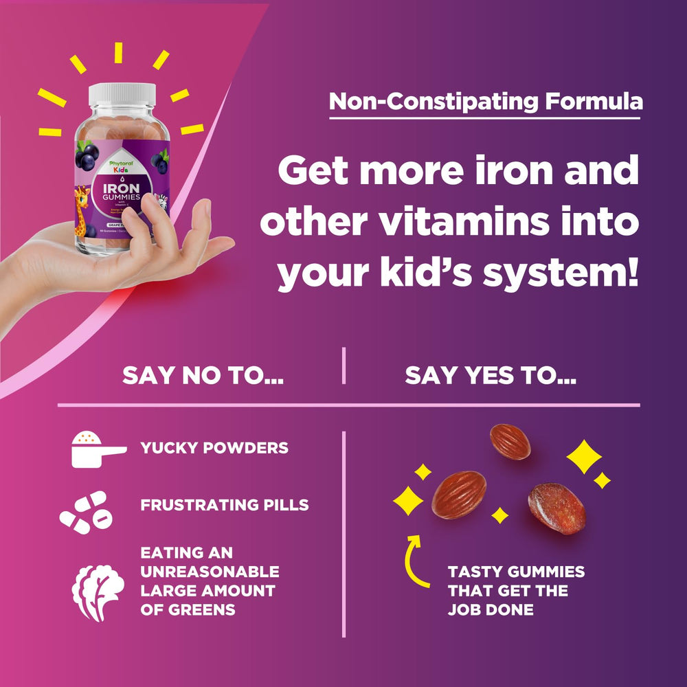 Phytoral Kids Iron Gummies child using product with parent guidance