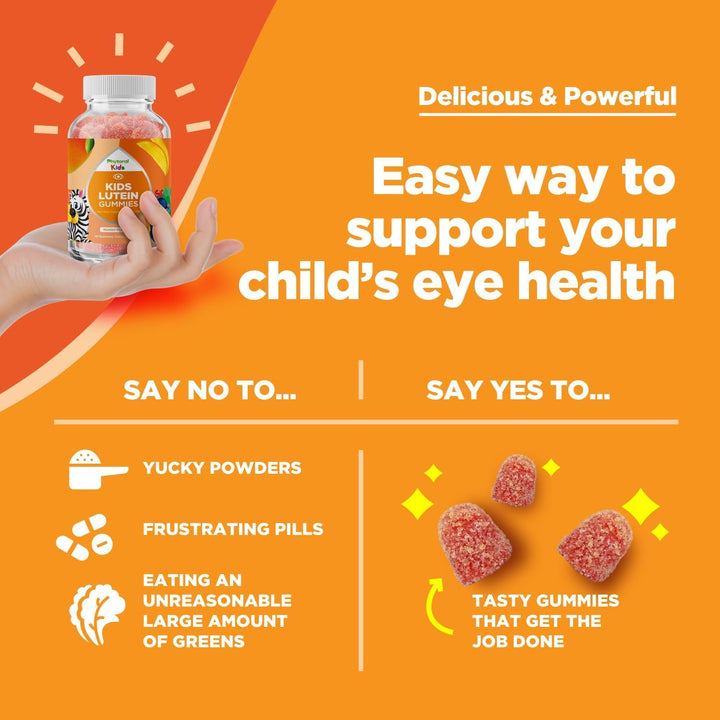 Phytoral Kids Lutein Gummies mango close-up emphasizing flavor.