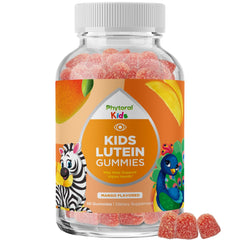 Phytoral Kids Lutein Gummies bottle with mango flavor for eye health support.