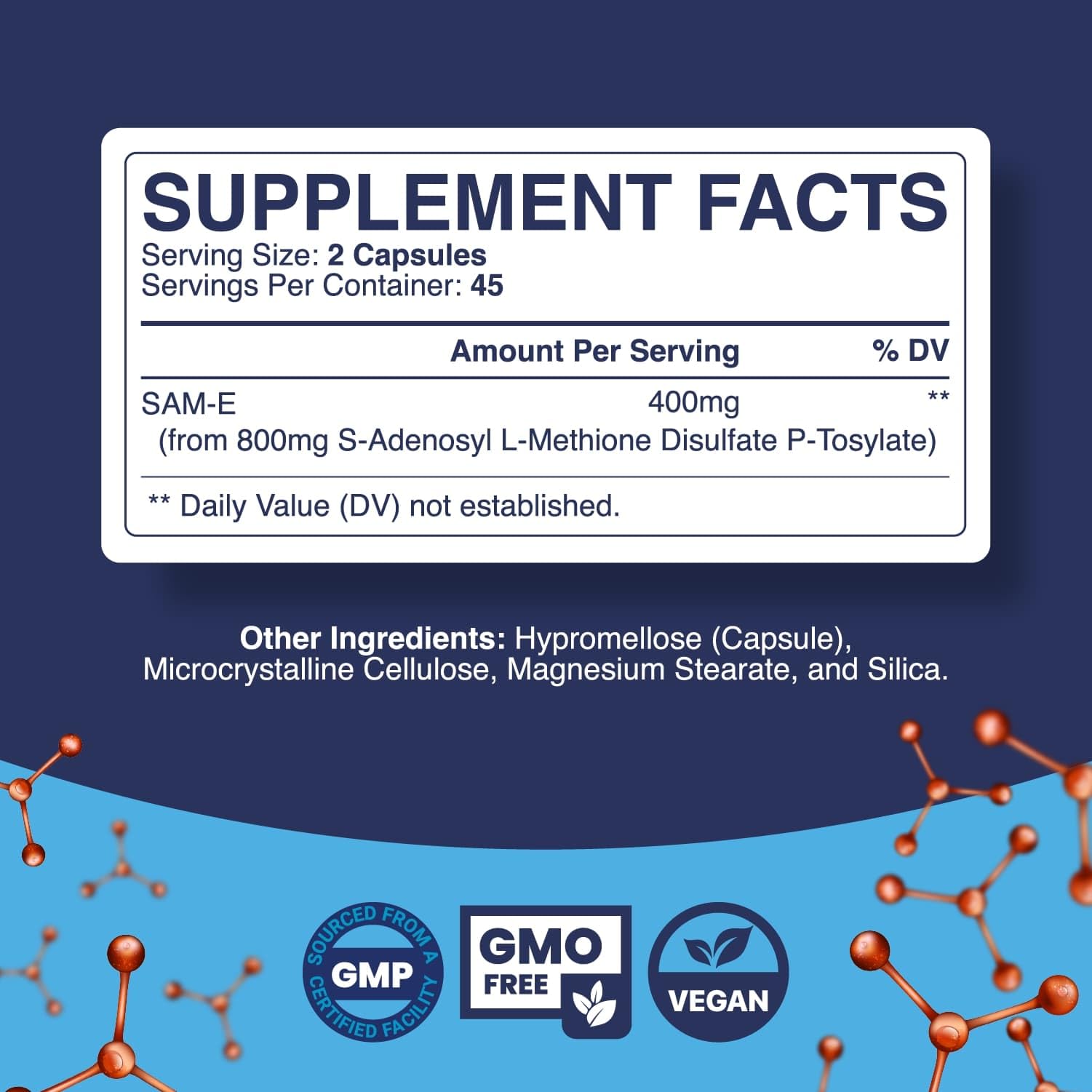 Phytoral Pure SAM E 400mg capsules closeup for easy daily use