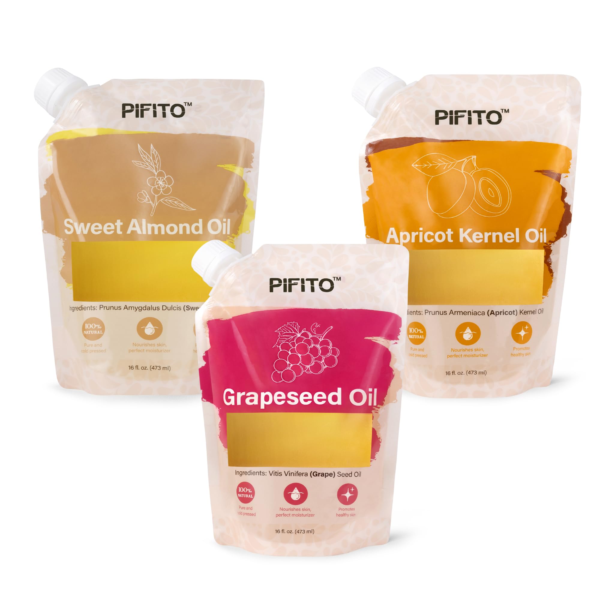 Pifito Sweet Almond Oil bottle for skin hydration and soap making.