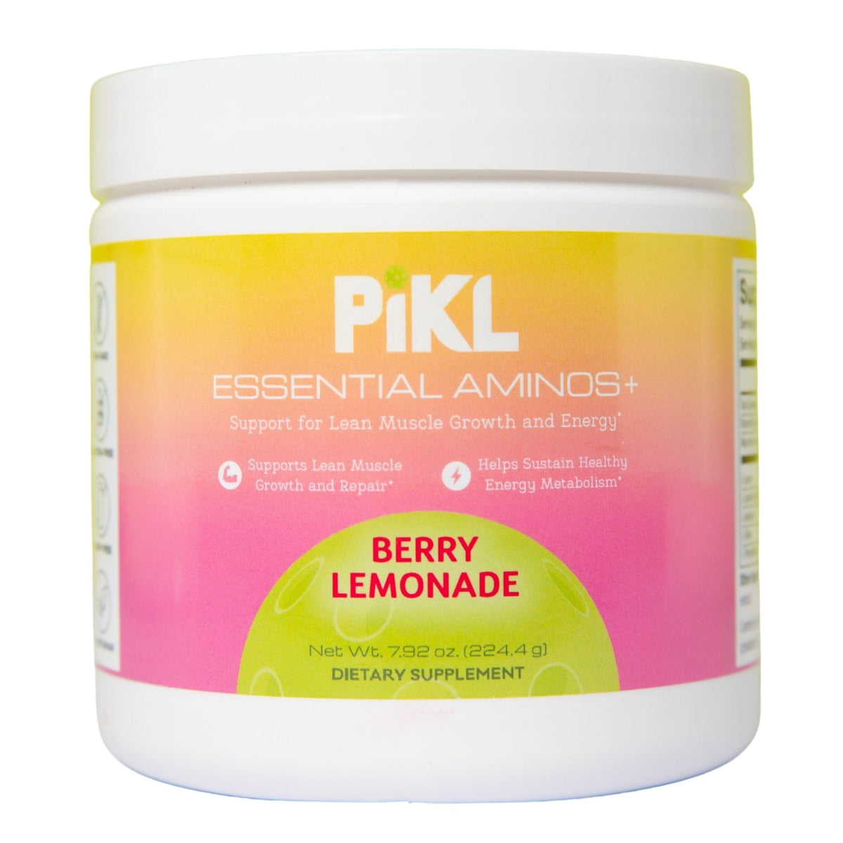 PiKL Essential Aminos+ bottle pour shows Berry Lemonade flavor for on-court hydration