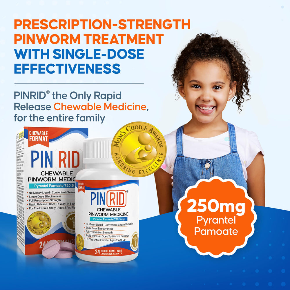 PinRid bubblegum tablet front view showing kid friendly chewable format.