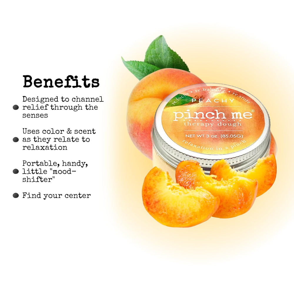 Peachy texture closeup showing squishable putty for tactile stress relief