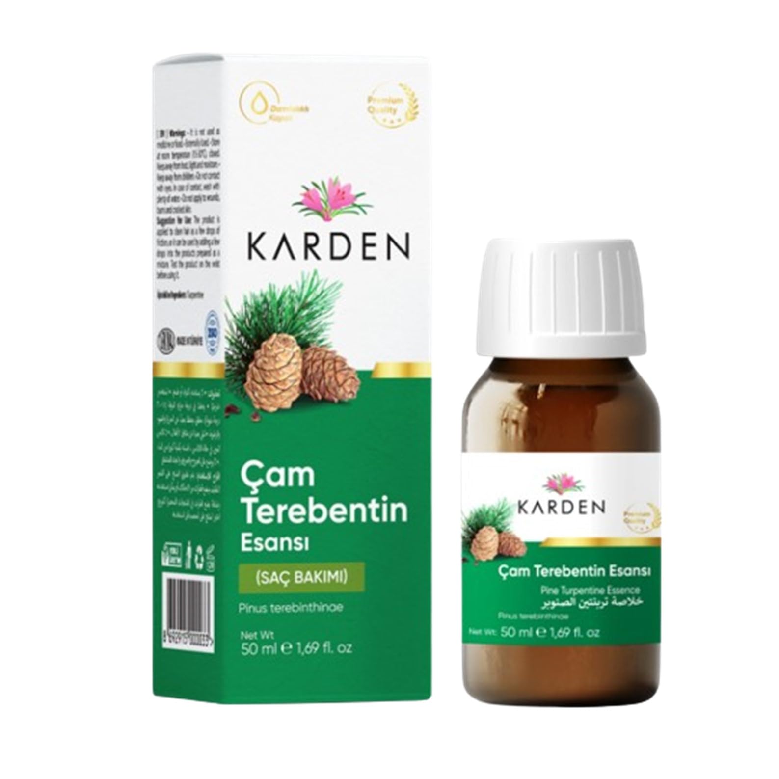Pine Turpentine Oil 50mL bottle for natural hair care and scalp use.