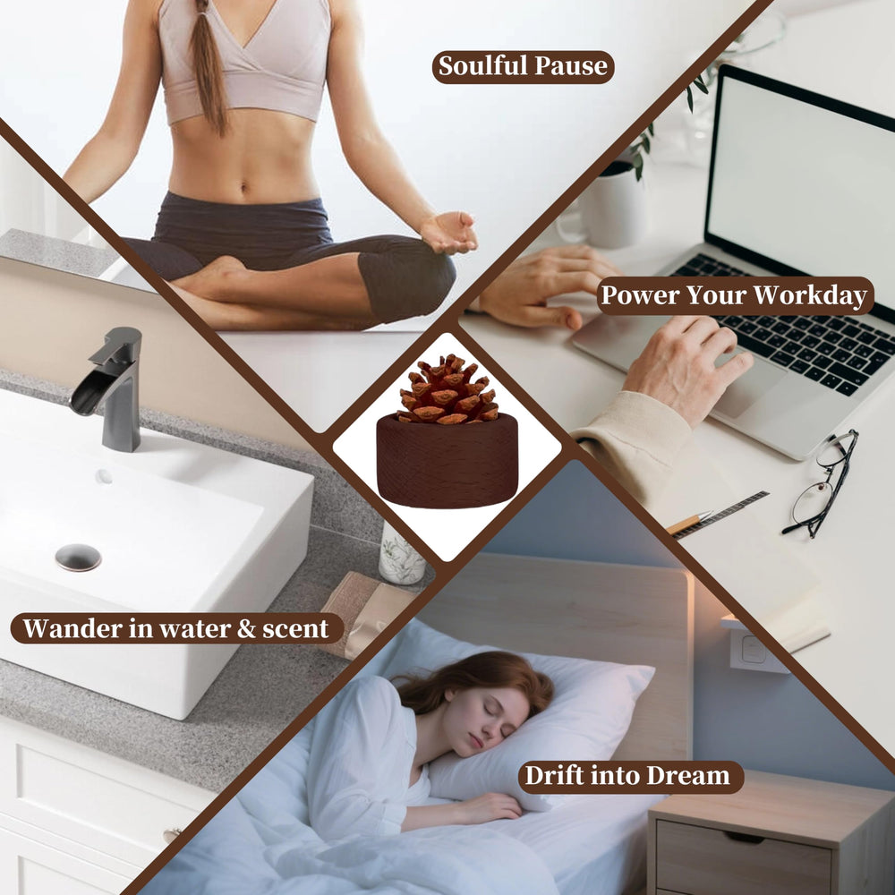 Pinecone Passive Diffuser in living room blends natural decor with fragrance.