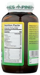 Pines Mighty Greens jar highlighting organic greens for daily nutrition.