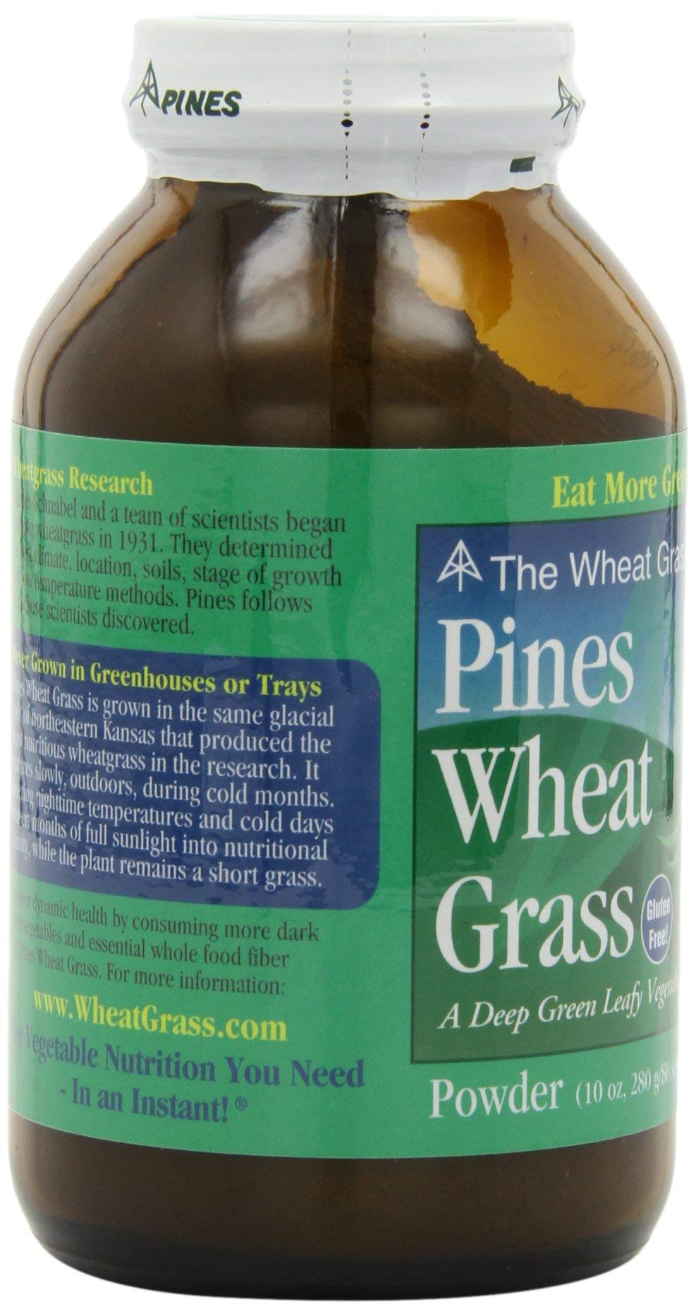 Close-up of Pines Wheat Grass Powder texture showing a fine emerald powder.