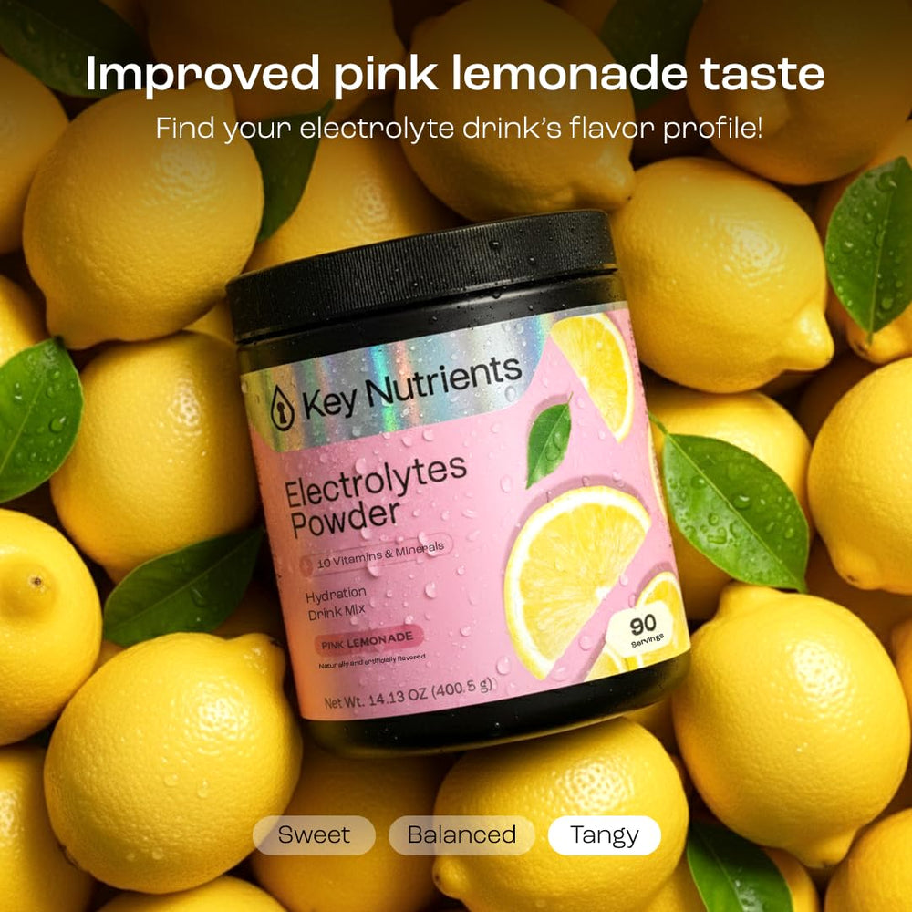 Pink lemonade hydration glass showing tasty electrolyte drink after workouts.