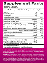 PINK Prenatal Vitamins label close-up shows non-GMO and gluten-free features