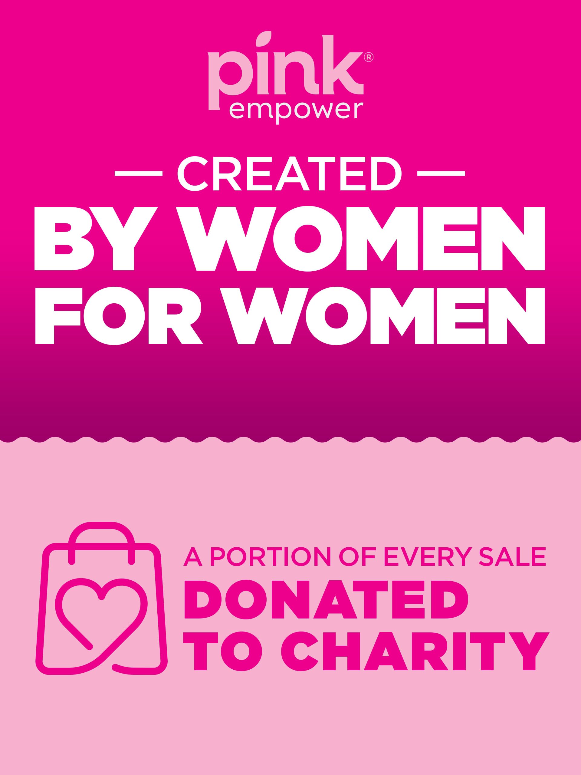 PINK Prenatal Vitamins packaging highlighting charity donation