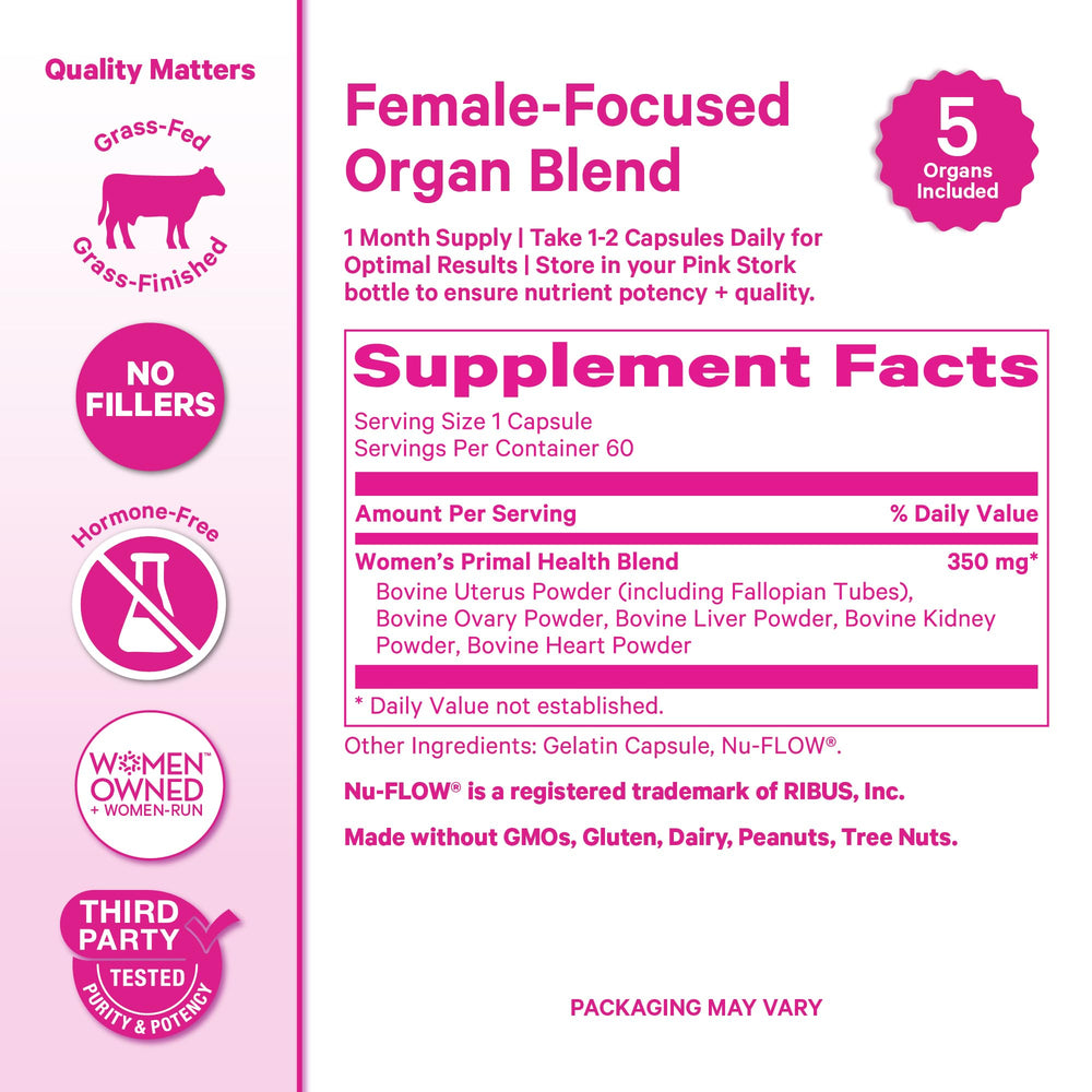 Grass-fed, hormone-free beef organ capsules with no fillers.
