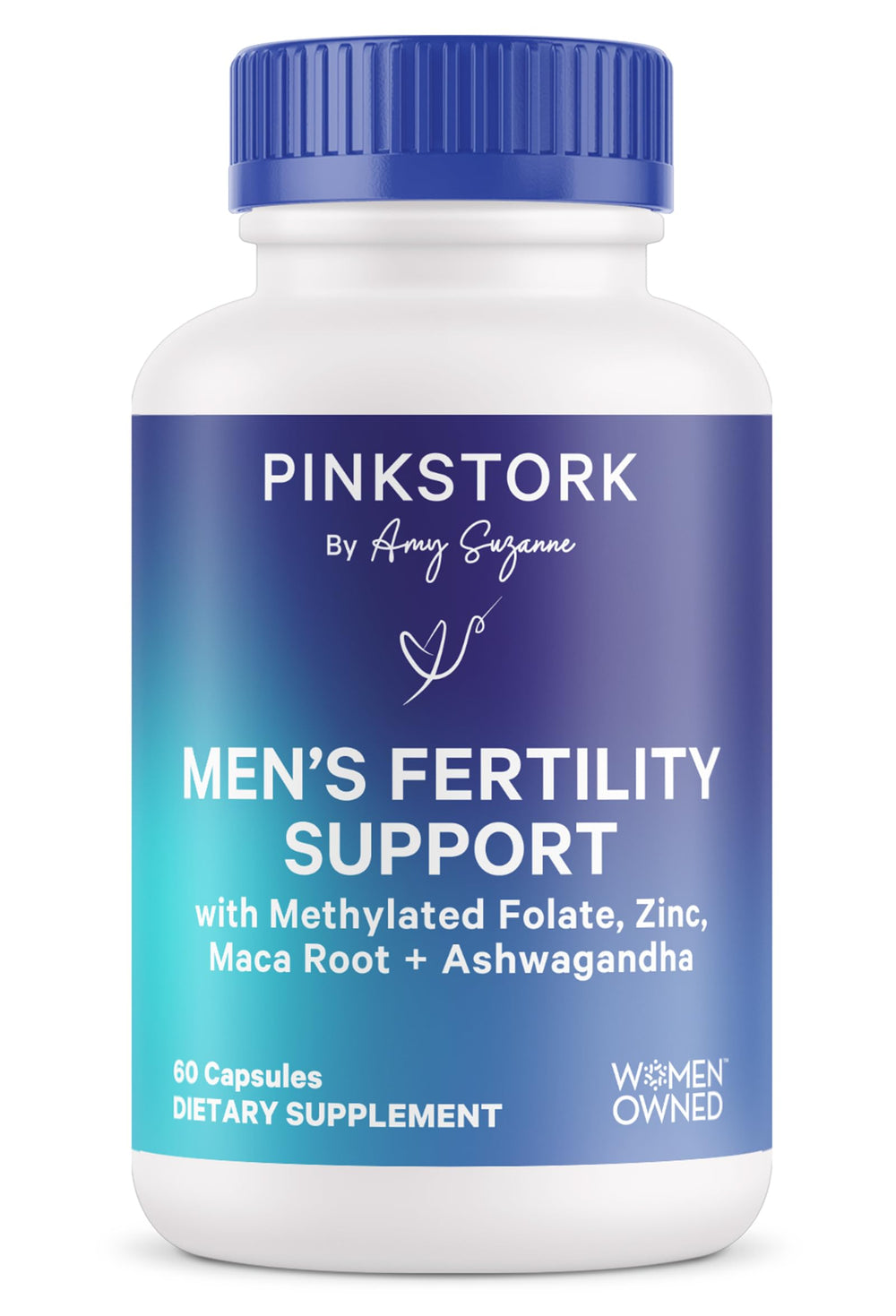 Pink Stork BlueStork bottle with capsules for daily conception support.