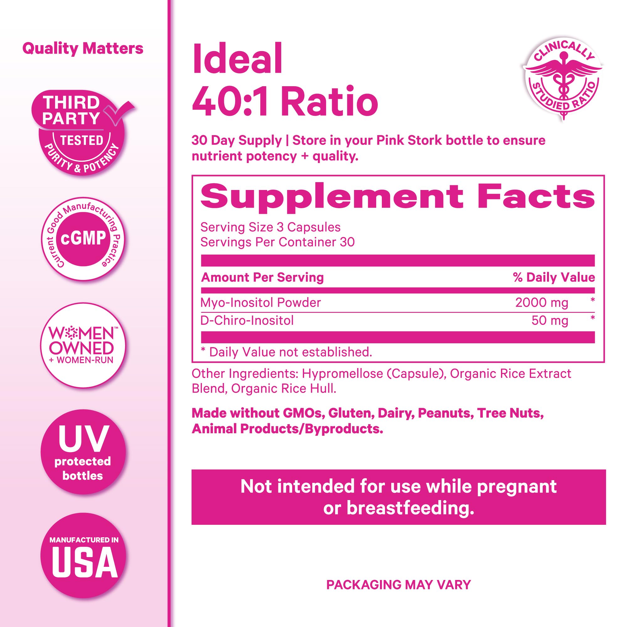 Pink Stork daily dosage capsules ready for routine.