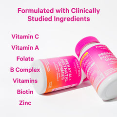 Pink Stork folate and B vitamins close-up highlighting key nutrients.