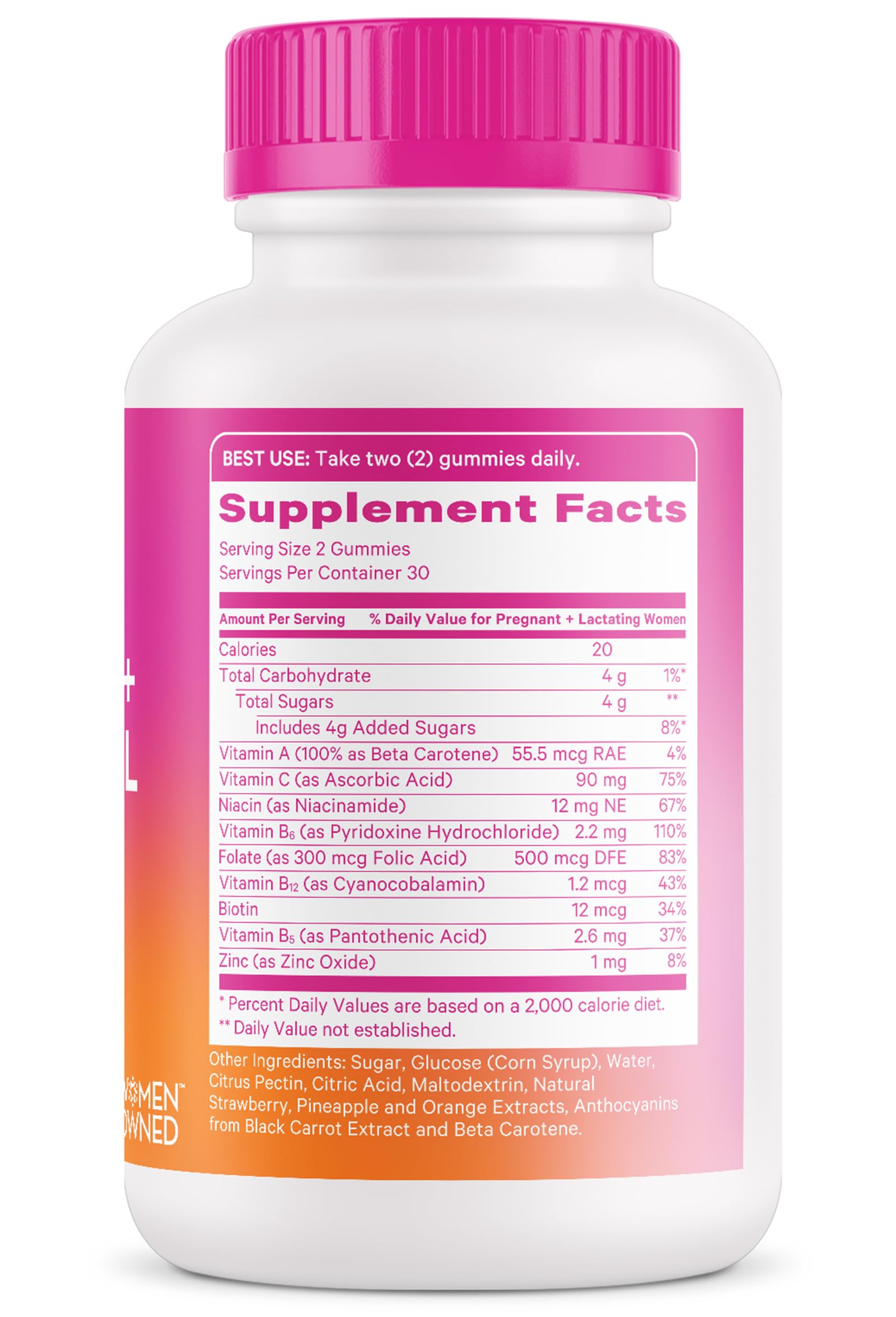 Pink Stork immune support gummies with Vitamin C and Zinc.