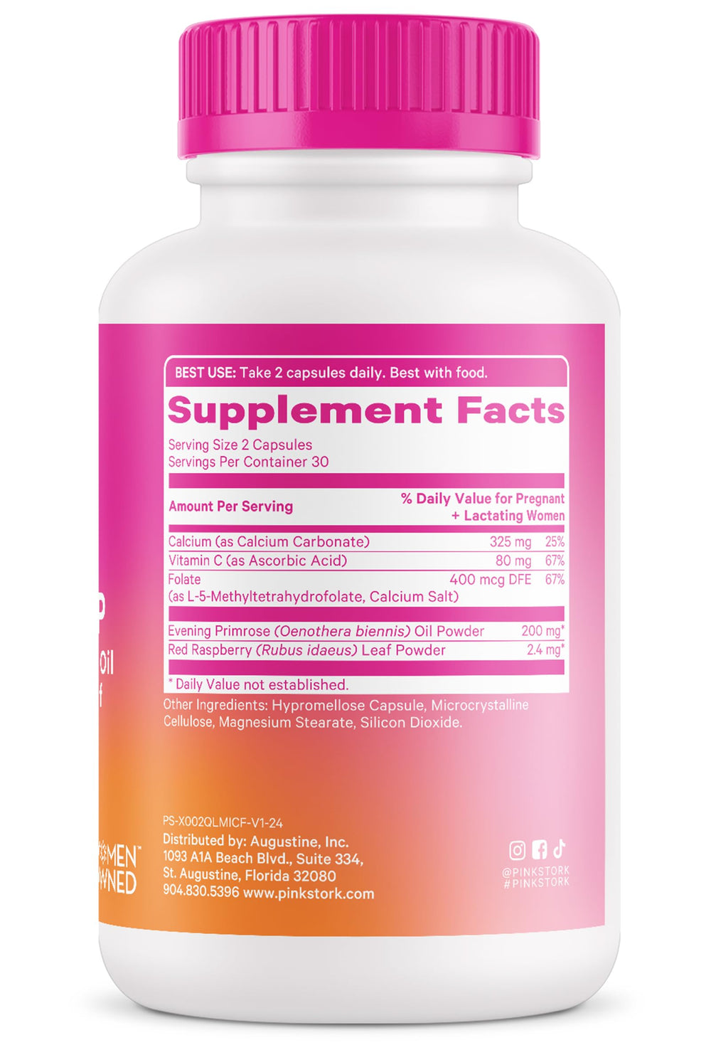 Ingredient highlights include folate, vitamin C, and calcium.