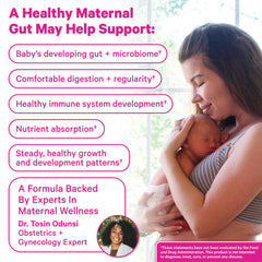 Pink Stork Lactation Probiotic label details, highlighting gluten-free ingredients.