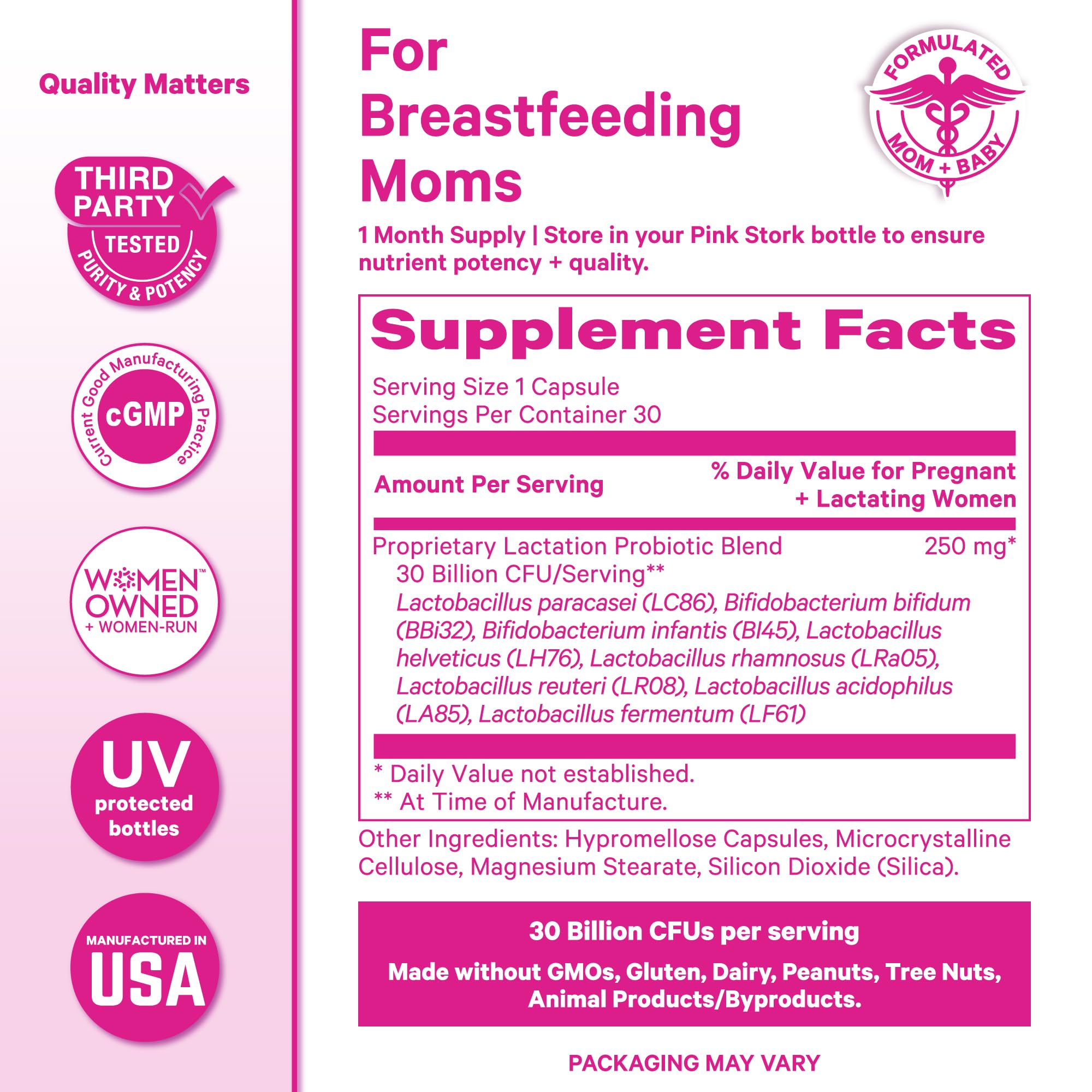 Pink Stork Lactation Probiotic serving with food to aid absorption.