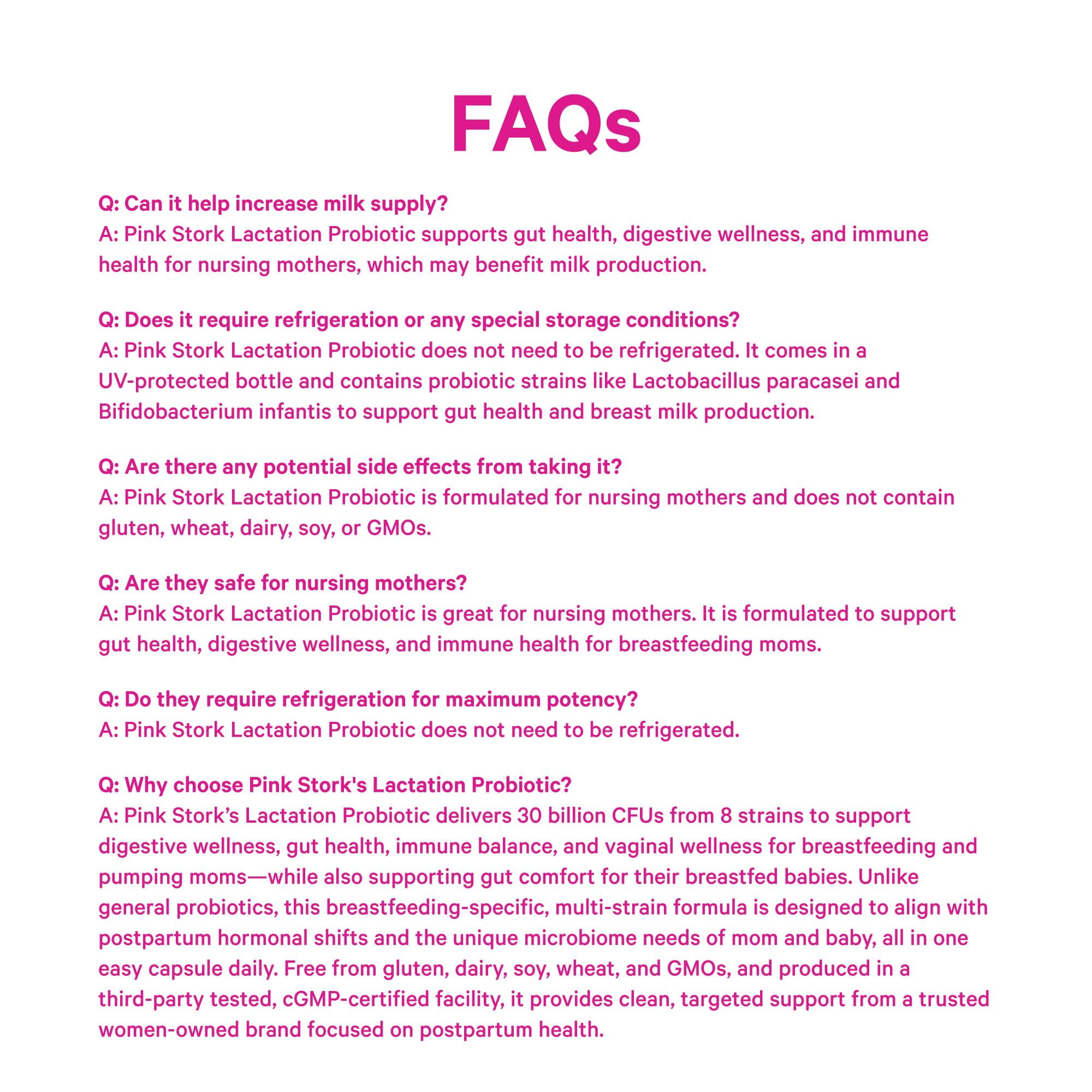 Pink Stork Lactation Probiotic third-party tested seal for safety.