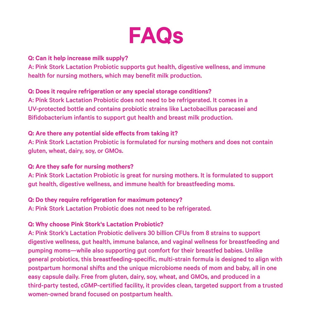 Pink Stork Lactation Probiotic third-party tested seal for safety.