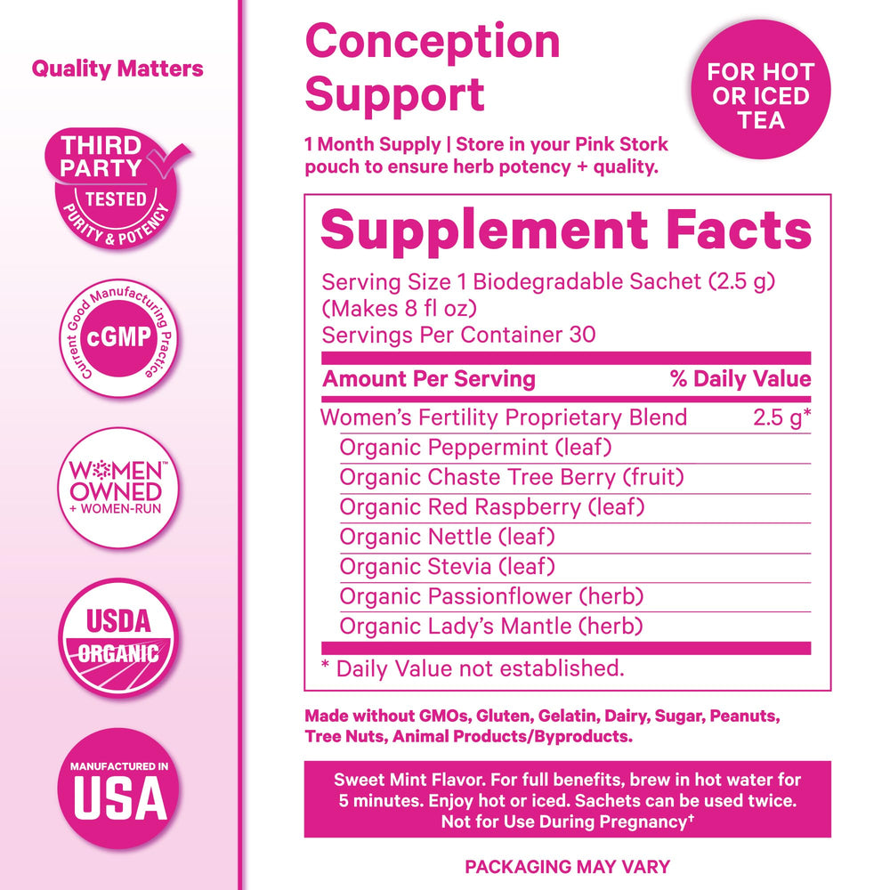 Pink Stork Fertility Tea with Vitex focus supporting cycle balance