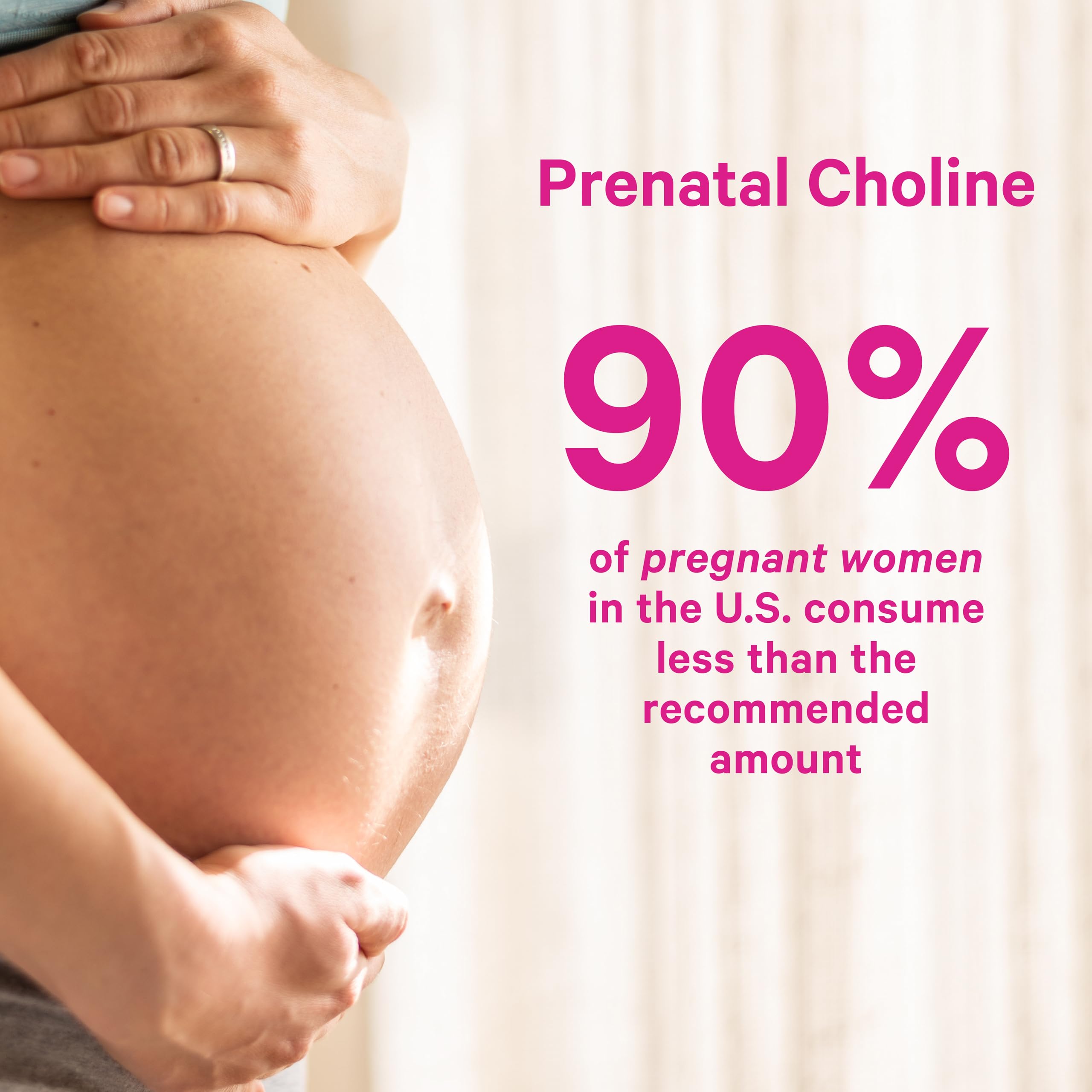 Pink Stork prenatal ritual setup with Choline bottle for daily use.