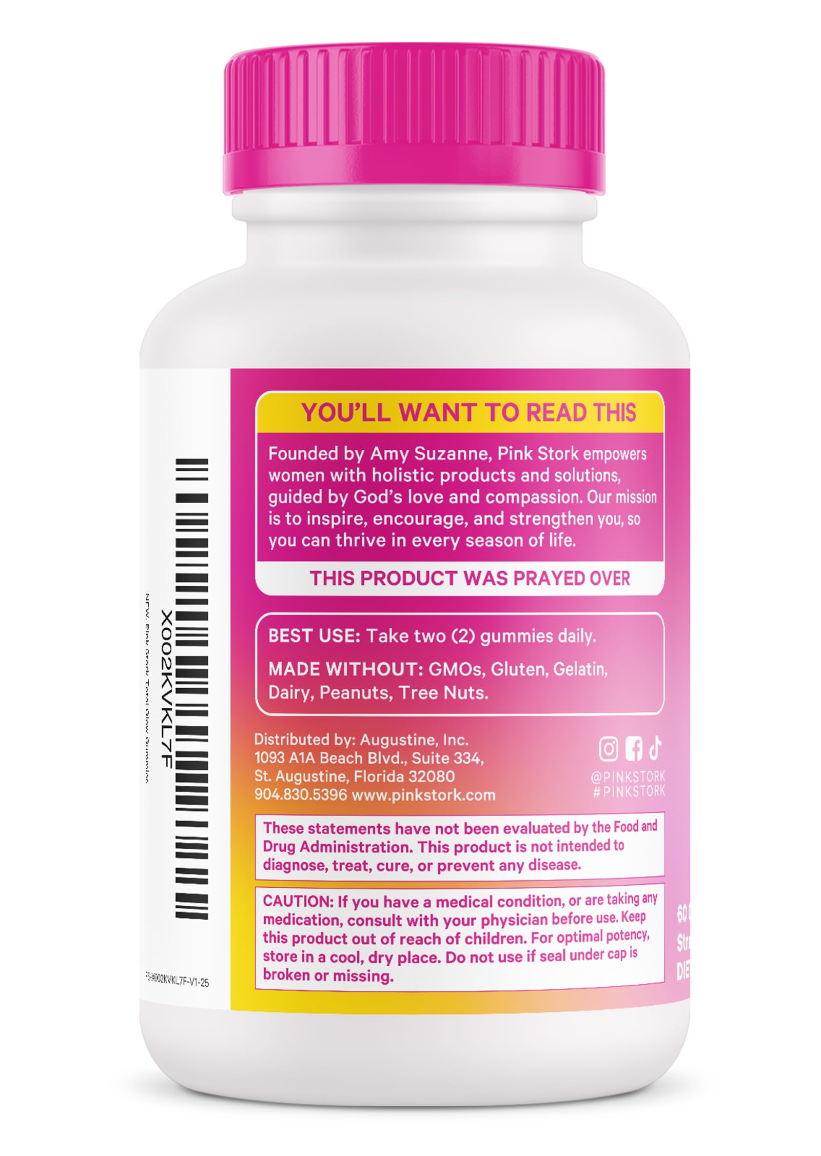 Pink Stork Total Glow Gummies colorful berries hint at berry flavored wellness.