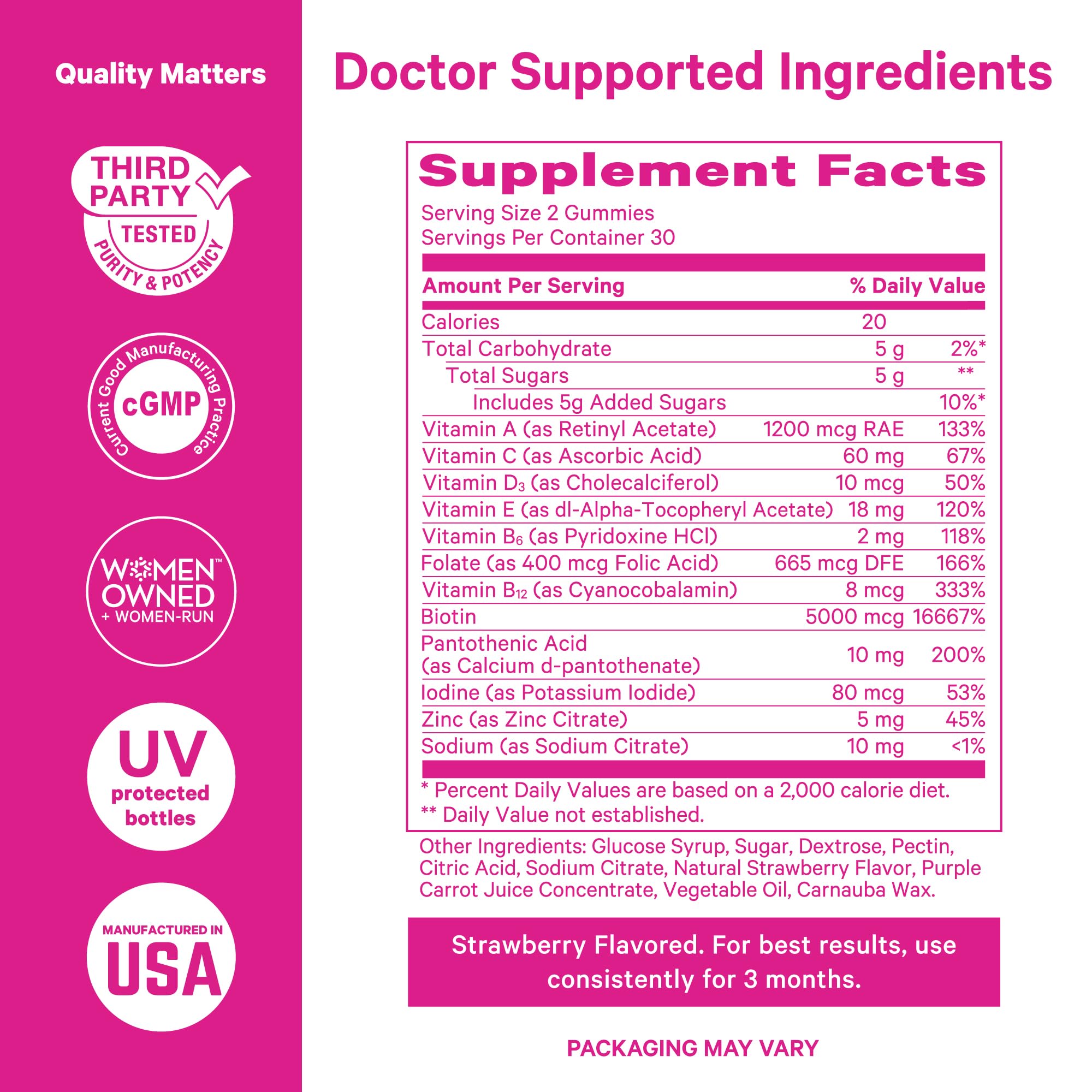 Pink Stork Total Glow Gummies pouring from a bottle for smooth daily routine.