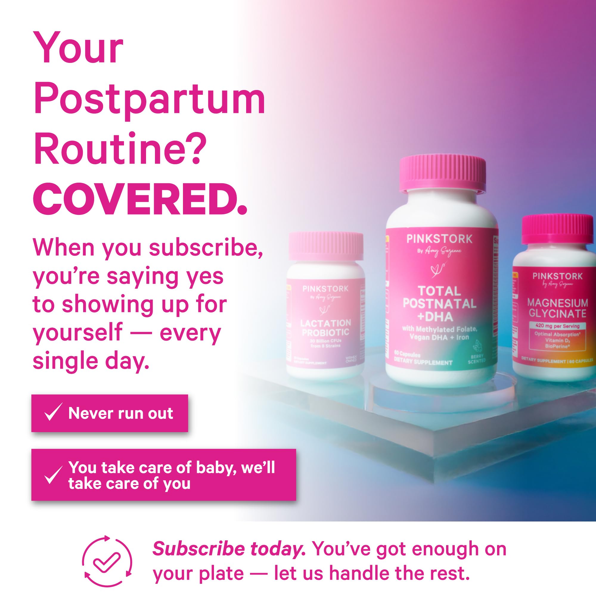 Mint-scented ScentCert insert from Pink Stork Total Postnatal enhances taking vitamins.