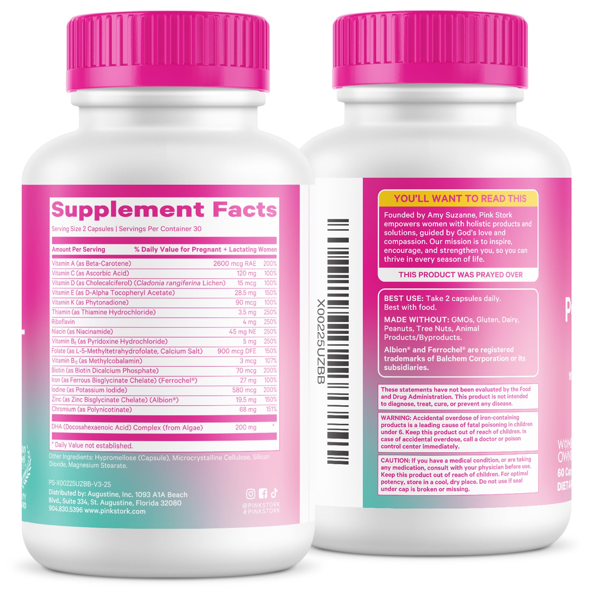 Pink Stork Total Postnatal on-the-go packaging enables flexible daily use.