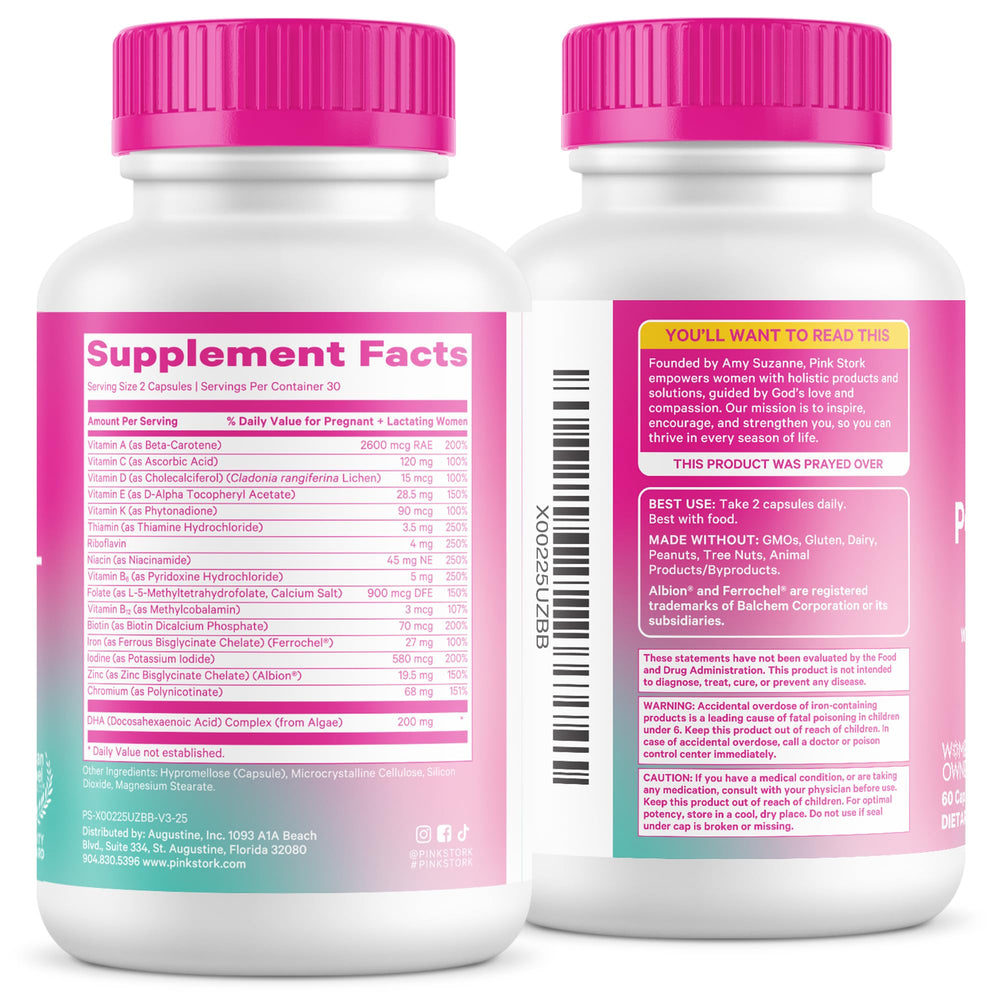 Pink Stork Total Postnatal on-the-go packaging enables flexible daily use.