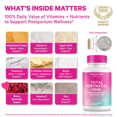 Pink Stork Total Postnatal two-capsule ritual shown for easy daily routine.