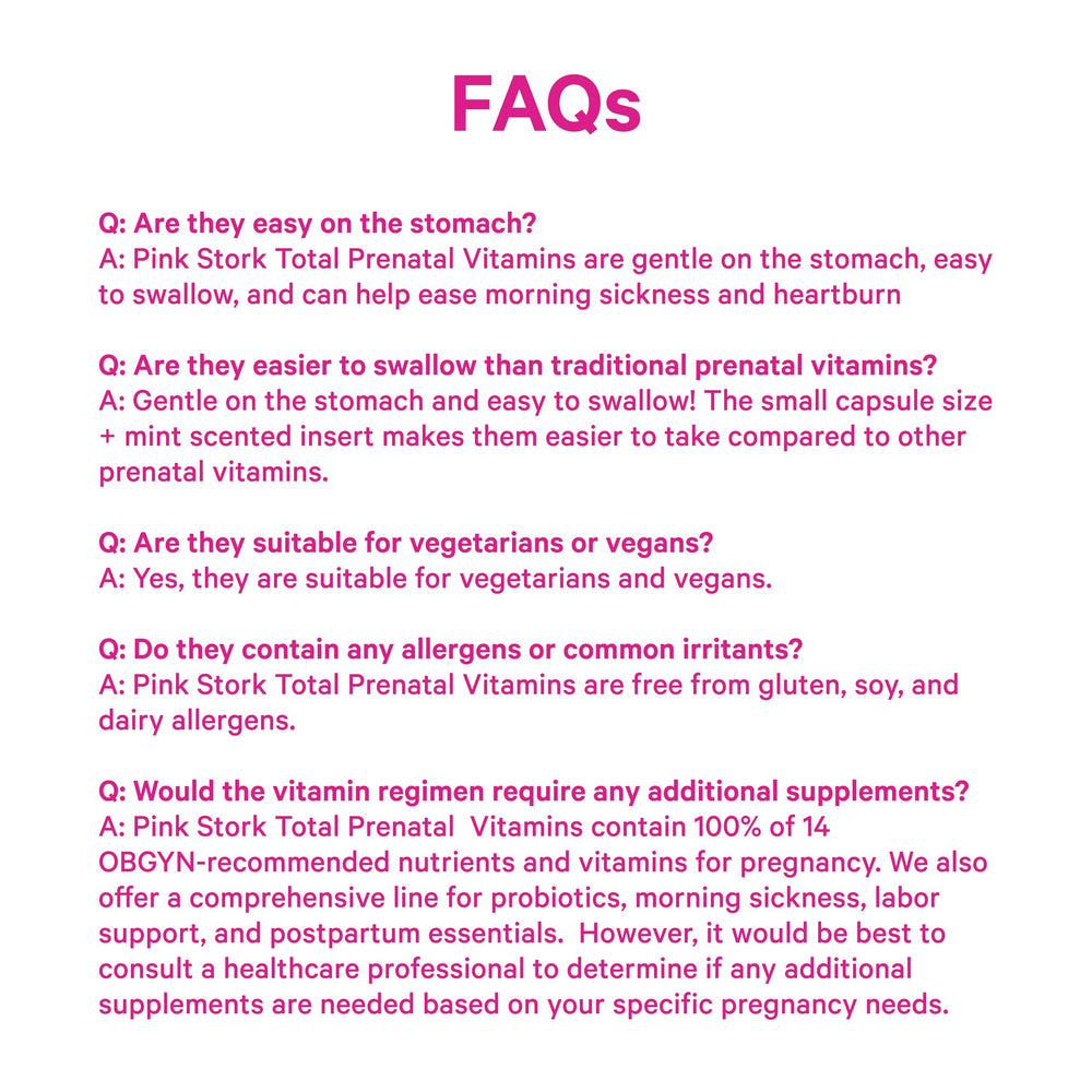 Pink Stork Total Prenatal bottle in hand demonstrates portable prenatal care.