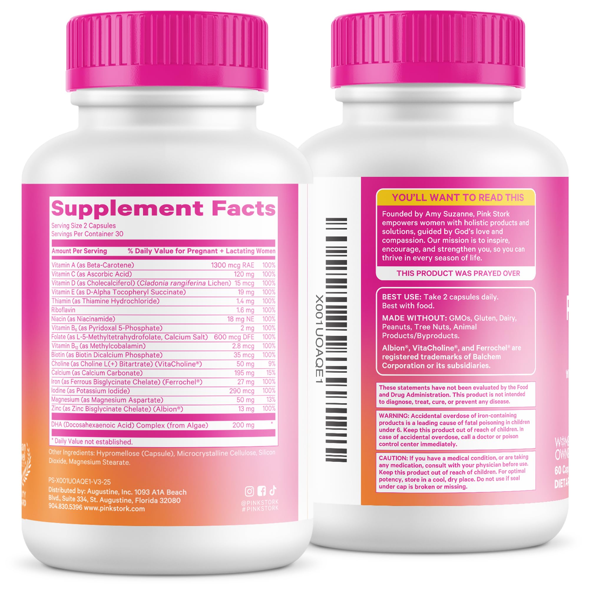 Pink Stork Total Prenatal ingredients list excerpt showing a clean formula