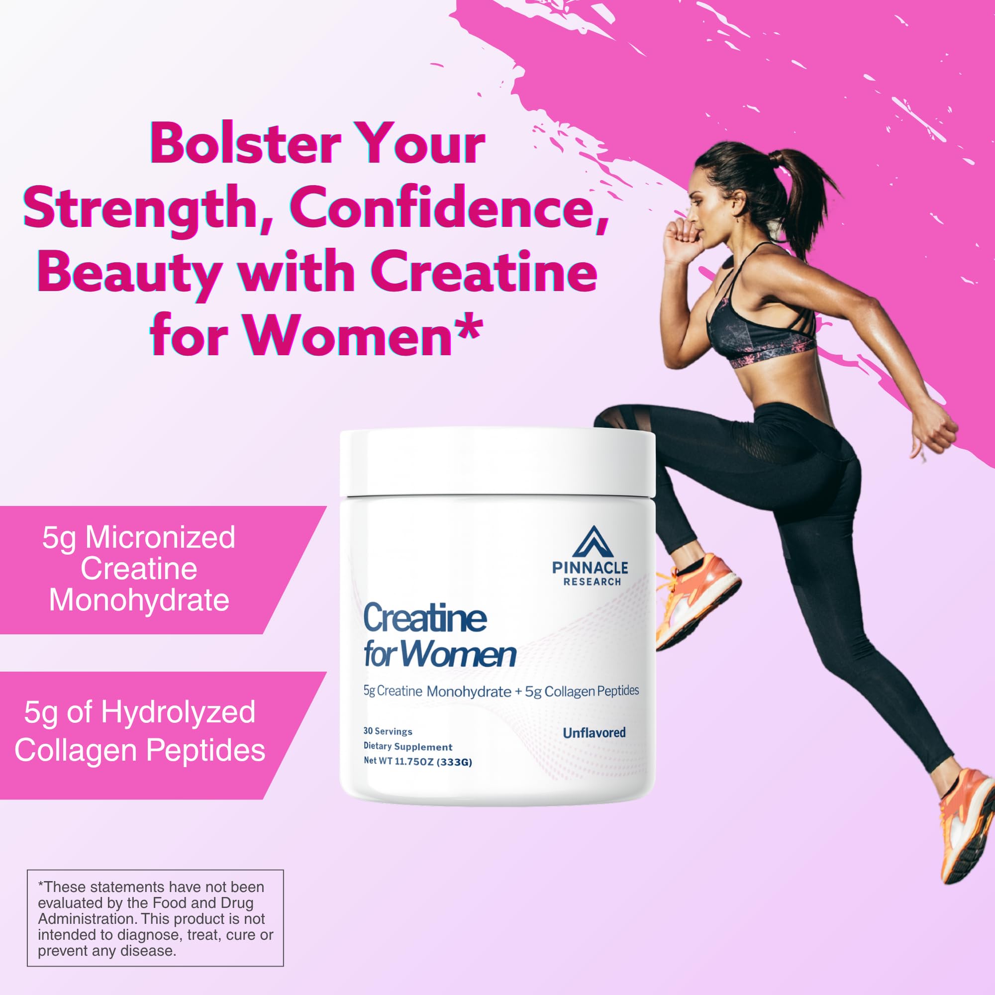 Pinnacle Research Creatine for Women pour demonstrates quick mixing for on-the-go energy.