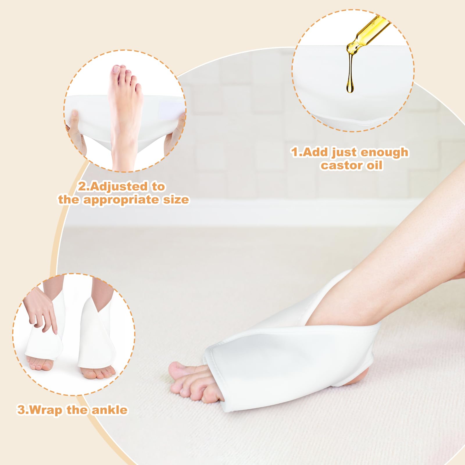 Pinsit castor oil pack worn on the ankle during daily activities.