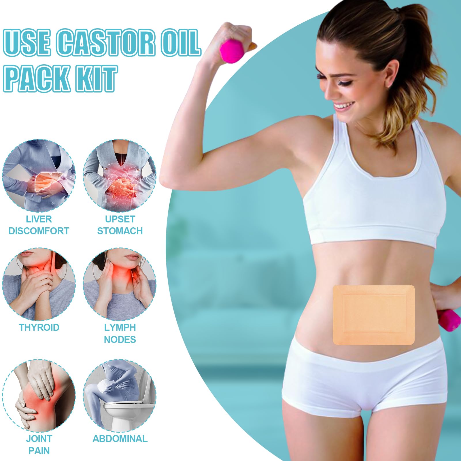 Pinsit castor oil pack wrap application step showing easy use