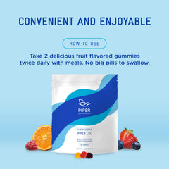 Mixed berry Piper LDL gummy variety for rotation.