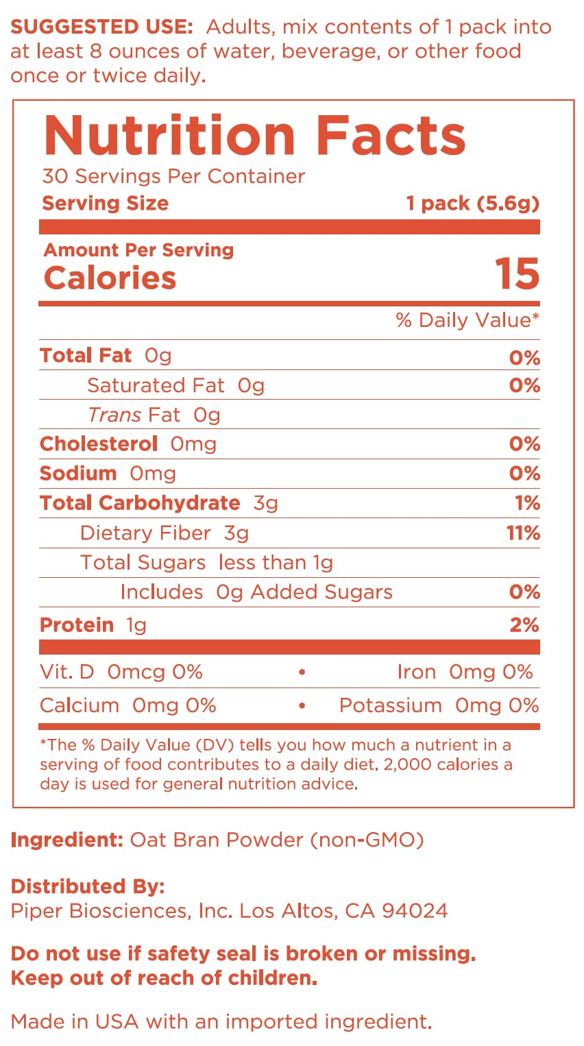 Piper Prebiotic Fiber single serve pack close up for easy dosing.