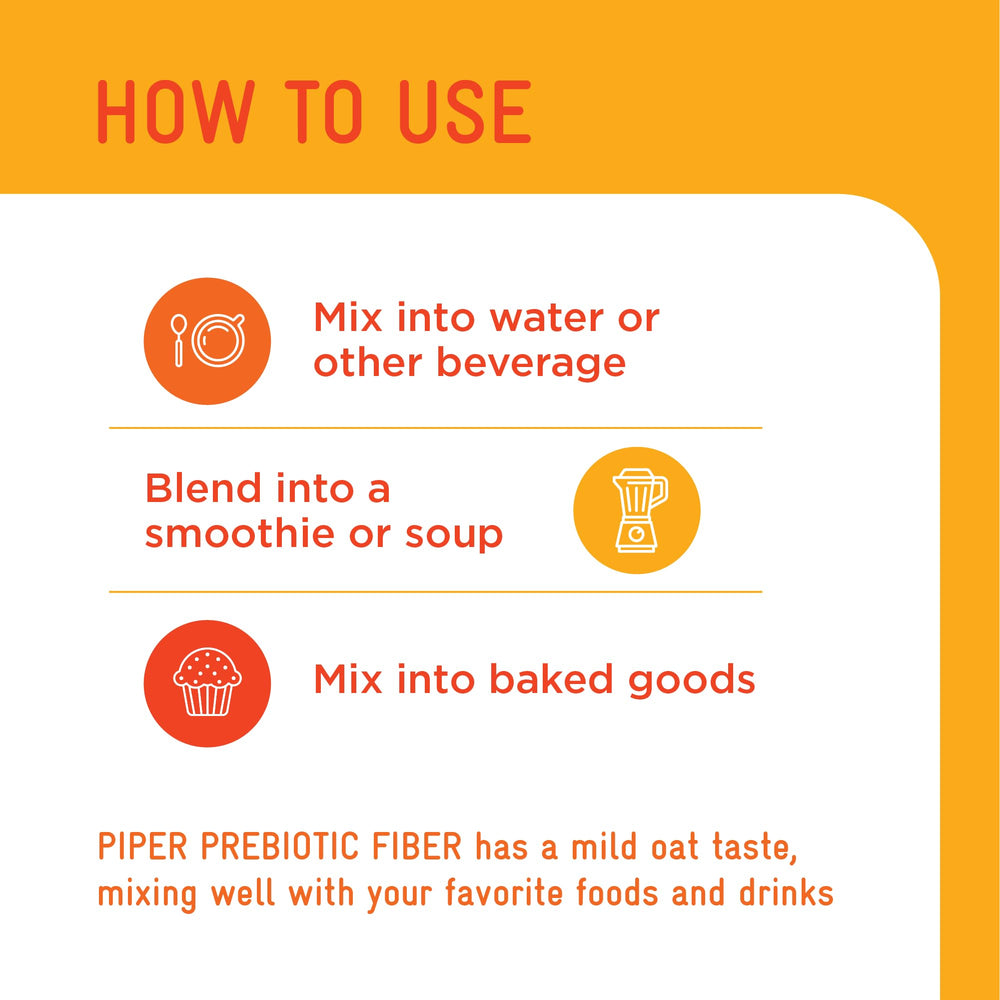 Stirring Piper Prebiotic Fiber into yogurt for a gentle fiber boost.