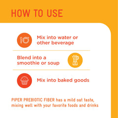 Stirring Piper Prebiotic Fiber into yogurt for a gentle fiber boost.