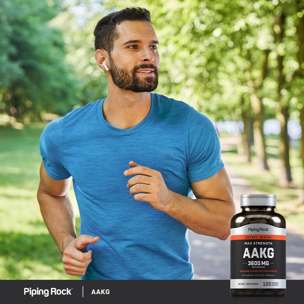 Piping Rock AAKG label notes non-GMO and gluten free for clean nutrition