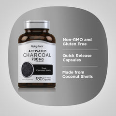 Piping Rock activated charcoal pack back with supplement facts.