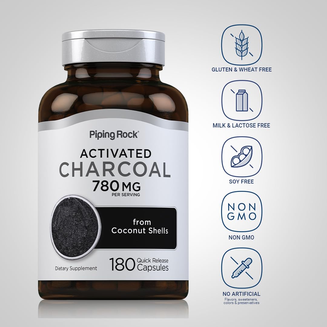Piping Rock activated charcoal pack front showing two-pack packaging.
