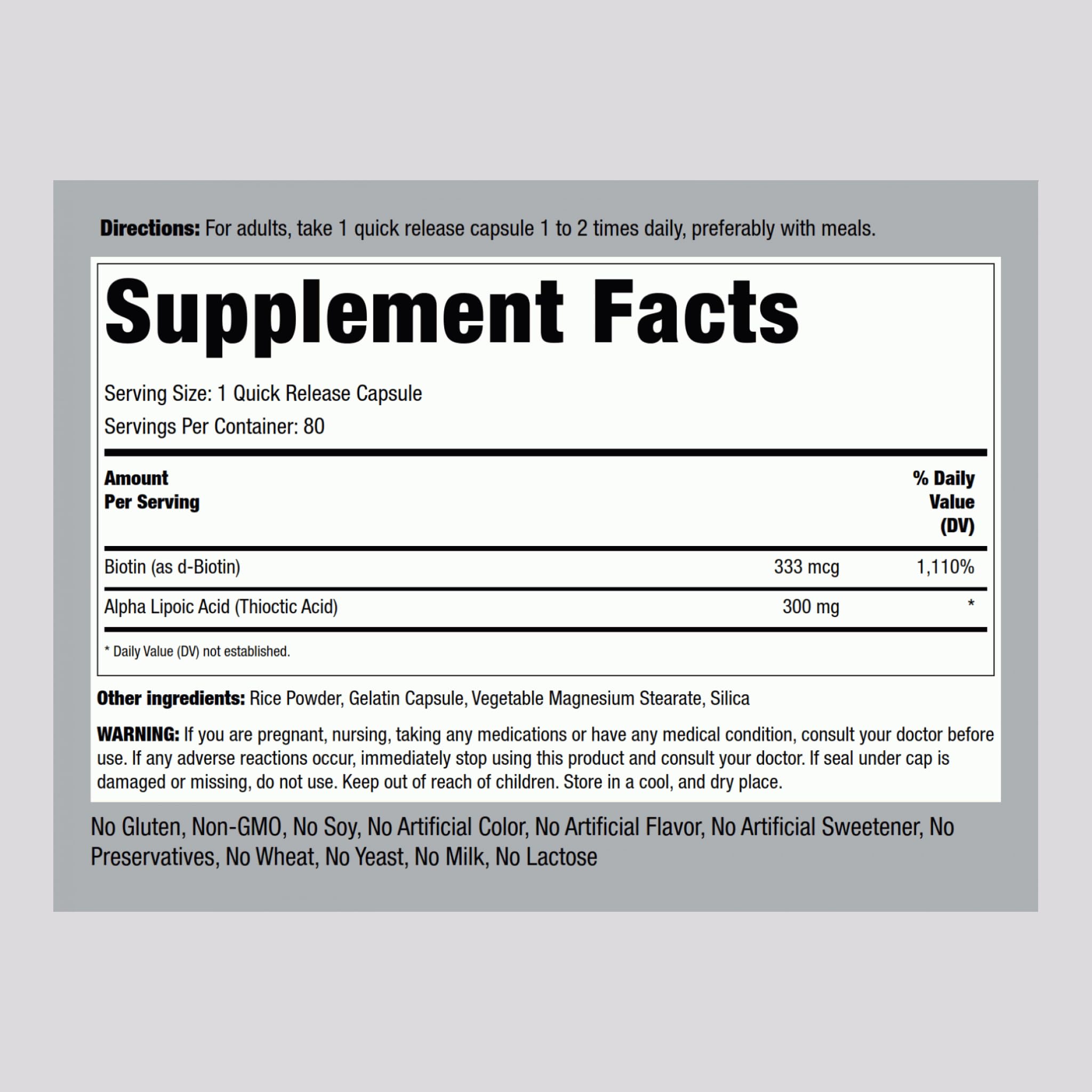 Piping Rock Alpha Lipoic Acid 300mg capsules close-up highlighting premium formula