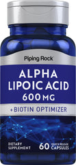 Piping Rock Alpha Lipoic Acid 600mg bottle for daily wellness.