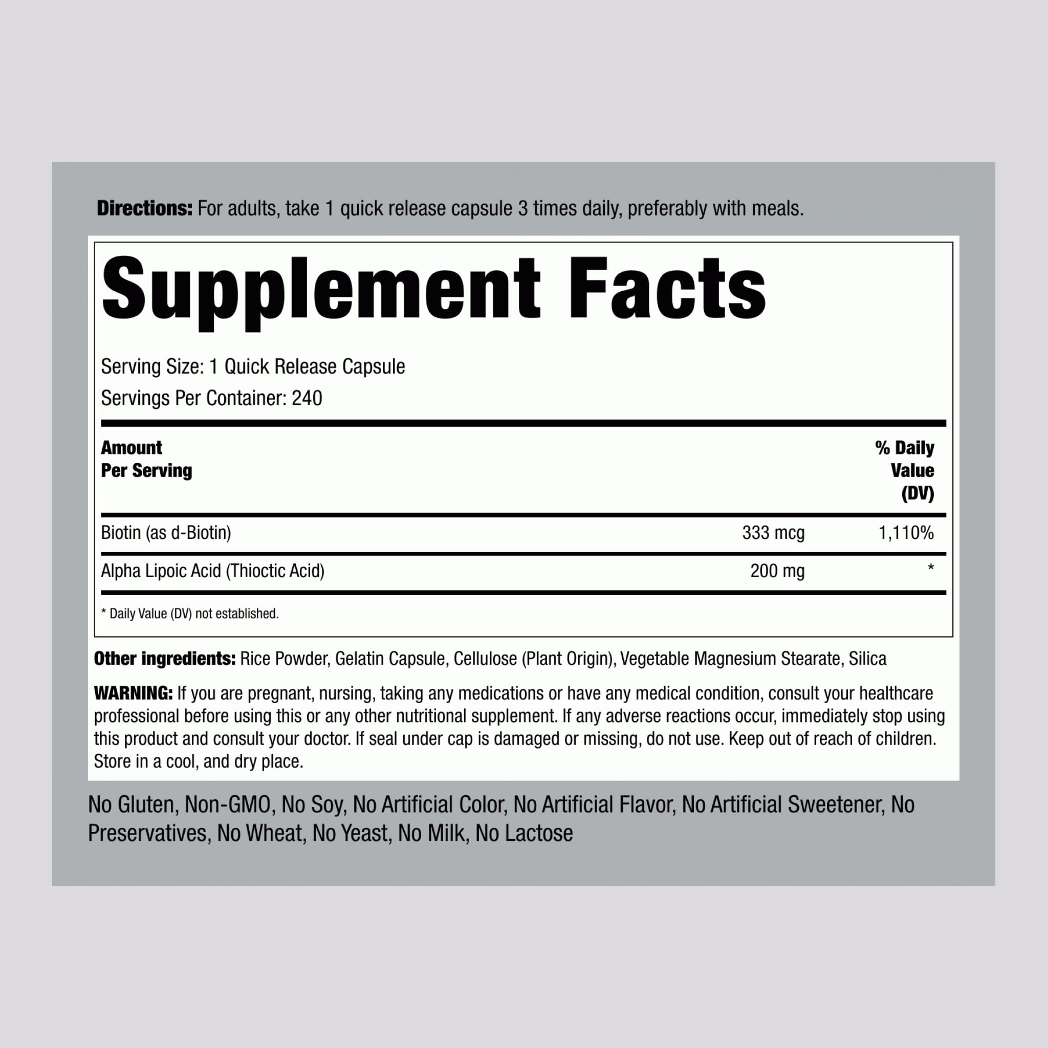 Piping Rock Alpha Lipoic Acid capsules closeup for daily support